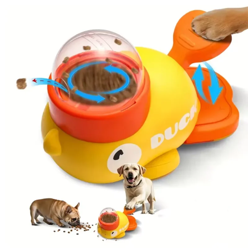 Yellow Duck-Shaped Interactive Cat Treat Dispenser Durable Plastic Training dogToy Puzzle Slow Feeder Dog Entertainment Toy
